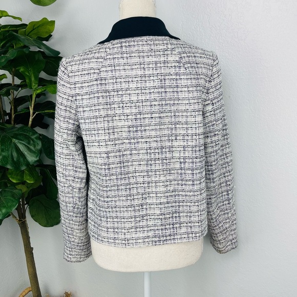 Pendelton Tweed Purple Blue Woven Zip Front Blazer Petite Medium - Picture 5 of 10